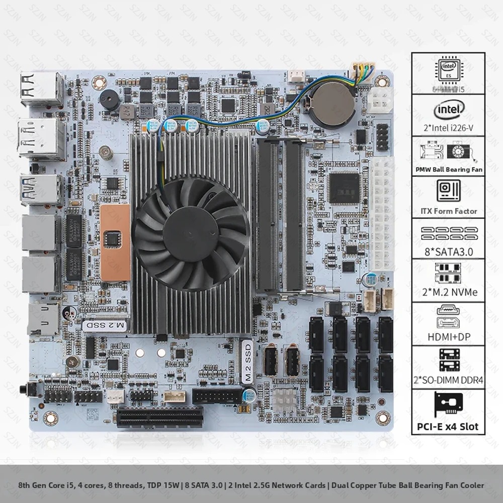 I5-8265U ES 8 SATA NAS Motherb – Mini Itx Dual 2.5G Nas Motherboard Bewertung und Preis